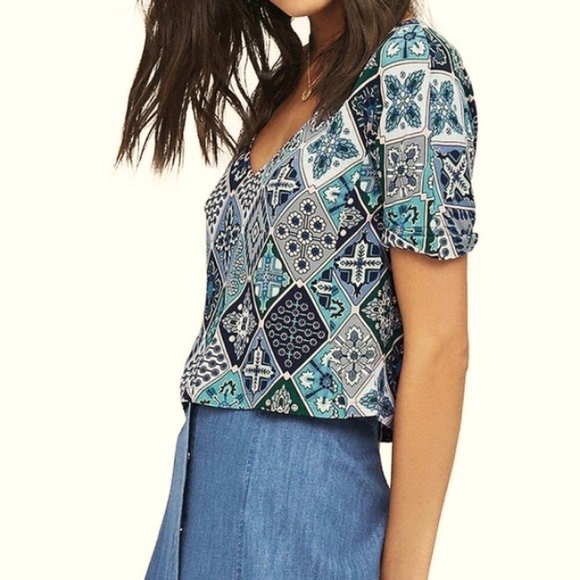 TIGERLILY Juju Boho Patchwork Blue Crop Top NWT RRP$130 - Picture 7 of 15